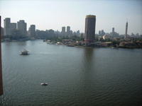Blick auf den Nil vom Hotelzimmer in Kairo