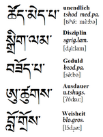 Aufnahmedatum: 2007-02-14 unendlich, Disziplin, Geduld, Ausdauer, Weisheit auf Tibetisch